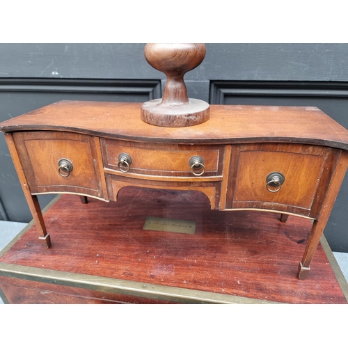 1278 - An old miniature mahogany novelty sideboard caddy, 40cm wide; together a brass bound writing slope; ... 