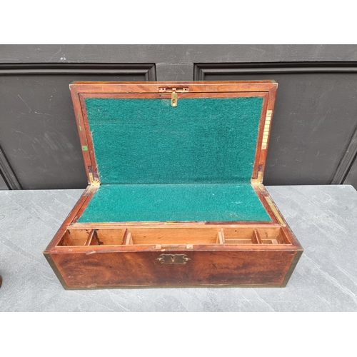 1278 - An old miniature mahogany novelty sideboard caddy, 40cm wide; together a brass bound writing slope; ... 