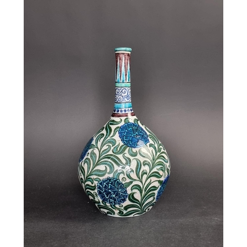 1287 - A William de Morgan pottery bottle vase, painted with Persian style flowers, 32cm high....