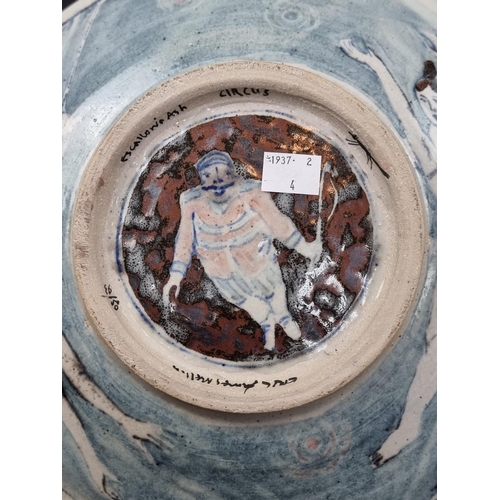 1288 - Studio Pottery: an Eric James Mellon 'Circus' plate, signed, titled and dated 03/93, 29cm diameter.... 