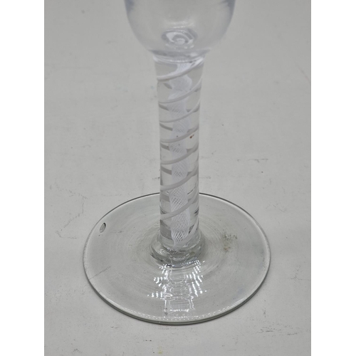 1292 - An 18th century double series opaque twist ale glass, 19.5cm high.