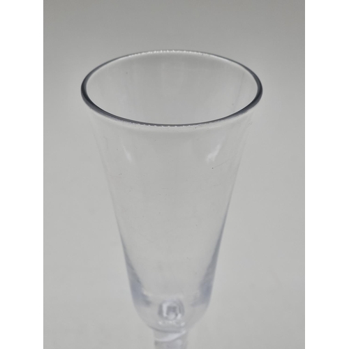 1292 - An 18th century double series opaque twist ale glass, 19.5cm high.