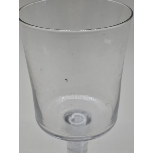 1293 - An 18th century double series opaque twist glass goblet, 20cm high.