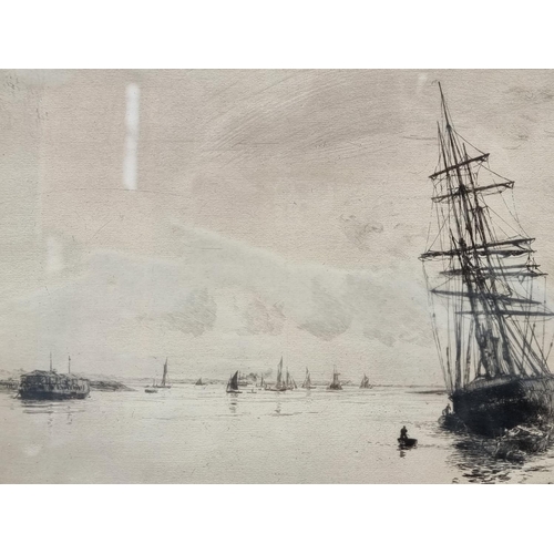 1343 - William Lionel Wyllie, 'Beached Schooner, Thames Estuary', signed in pencil, etching, pl.23 x 35.5cm... 