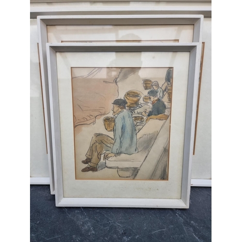 1348 - Eileen Robey, five works, one signed, watercolour, largest 27 x 38cm. (5)