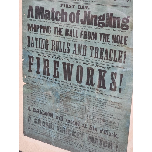 1352 - A Victorian 'Bexley Fair!...Fireworks!' advertising broadsheet, 1866, 45.5 x 29cm.