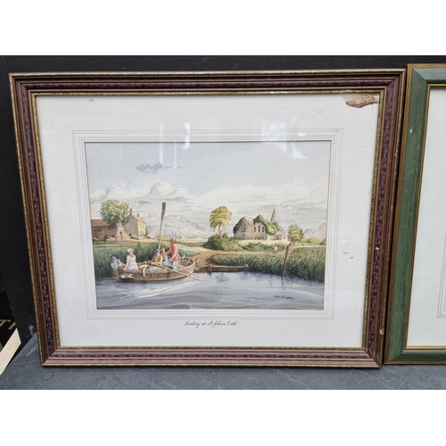 1358 - Paul Linington, 'Landing at St John's, Erith'; 'Blendon Hall' a pair, each signed, watercolour, 26.5... 