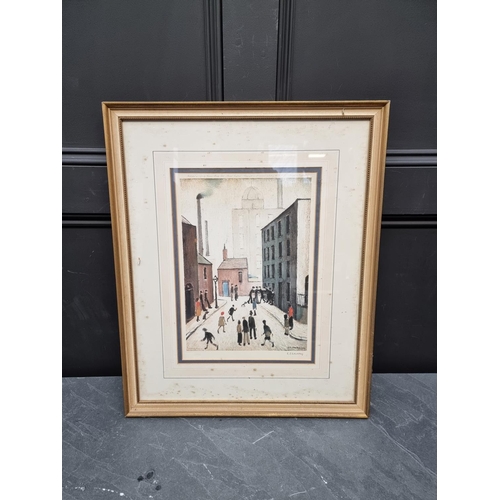 1360 - L S Lowry, 'Industrial Scene (1974)', signed in pencil, blindstamped, colour print, I.34.5 x 24.5cm.... 