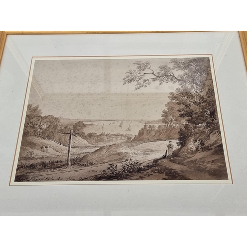 1368 - Reverend James Bourne, 'River View, Northfleet, Kent', monochrome watercolour, 26 x 36.5cm; together... 