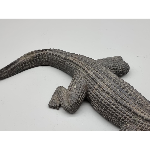 1419 - An old bronze novelty Crocodile water fountain, 41cm long.