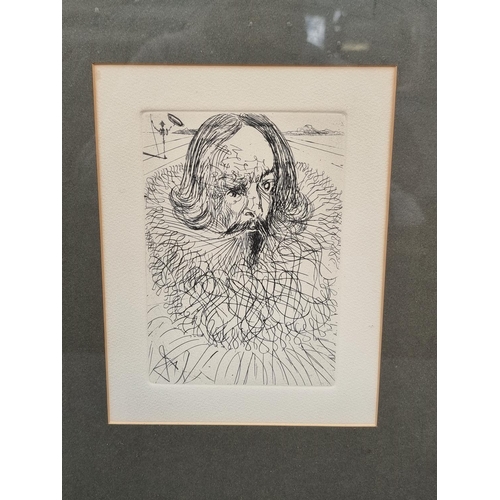 1423 - After Salvador Dali, 'Cervantes', labelled verso, etching, pl.17.5 x 12.5cm.