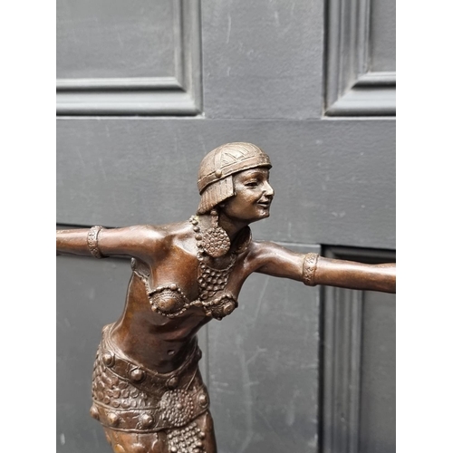 1431 - After Demetre Chiparus, 'Charleston Dancer', bronze, on marble plinth, 48cm high.