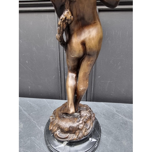 1434 - After August Moreau, 'L'Ancetere', a bronze and bronzed resin, on marble plinth, 55cm high.... 