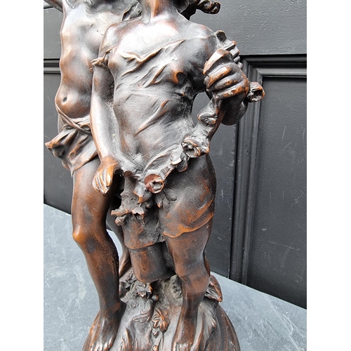 1466 - A large bronzed resin figure group, 56cm high, (small chip).