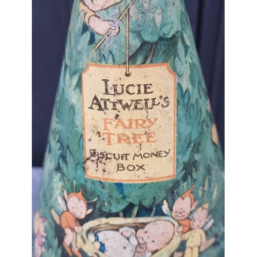 1470 - A scarce Mabel Lucie Attwell's 'Fairy Tree' Crawfords money box biscuit tin, 35.5cm high.... 