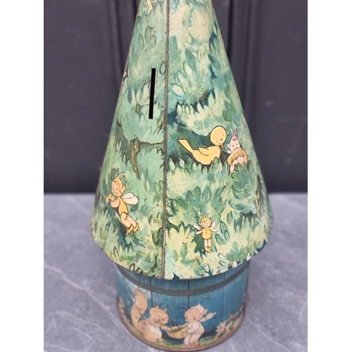 1470 - A scarce Mabel Lucie Attwell's 'Fairy Tree' Crawfords money box biscuit tin, 35.5cm high.... 