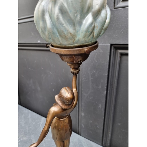 1476 - An Art Deco spelter figural table lamp, the base inscribed 'Banksway', total height 56.5cm.... 