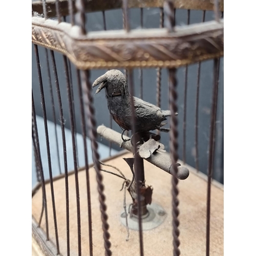 1491 - A vintage Swiss singing bird in cage automaton, 30cm high.