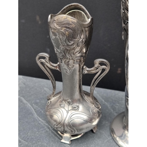 1495 - Two pairs of WMF Art Nouveau electroplated vases, largest 25cm. (4)