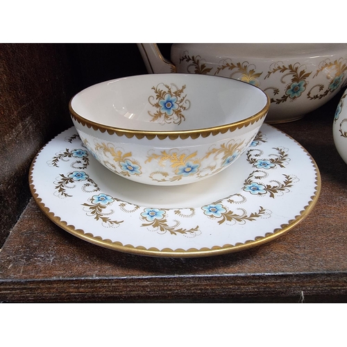 1504 - A Royal Crown Derby 'Blue Pimpernel' pattern tea for two set; together with other Royal Crown Derby;... 