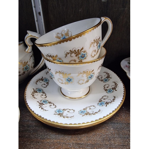 1504 - A Royal Crown Derby 'Blue Pimpernel' pattern tea for two set; together with other Royal Crown Derby;... 