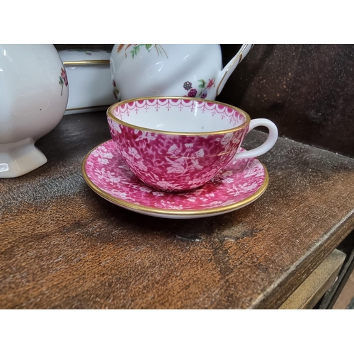 1504 - A Royal Crown Derby 'Blue Pimpernel' pattern tea for two set; together with other Royal Crown Derby;... 