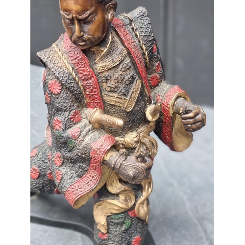 1509 - A bronze Japanese Samurai warrior, 27cm high.