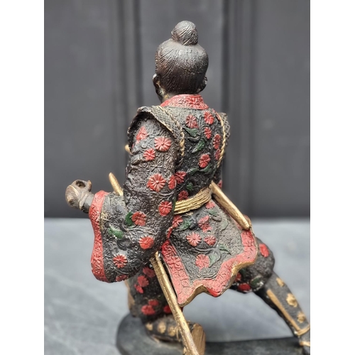 1509 - A bronze Japanese Samurai warrior, 27cm high.