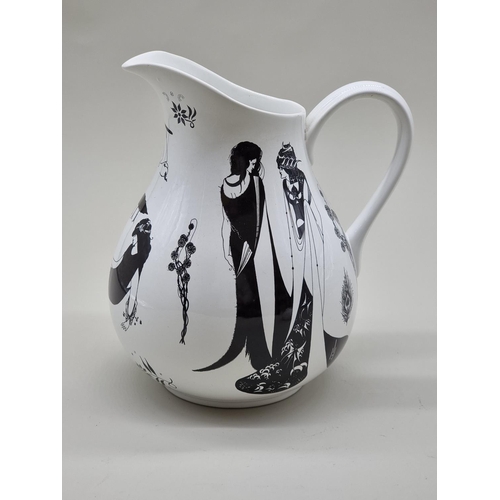 1552 - A Poole 'Beardsley Collection' jug, 21.5cm high; together with a matching egg form box and cover, 10... 