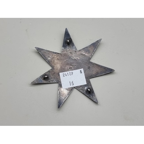 1627 - An early 19th century Knights Templar white metal star badge, maker's mark 'J G', 8.3cm diamete... 