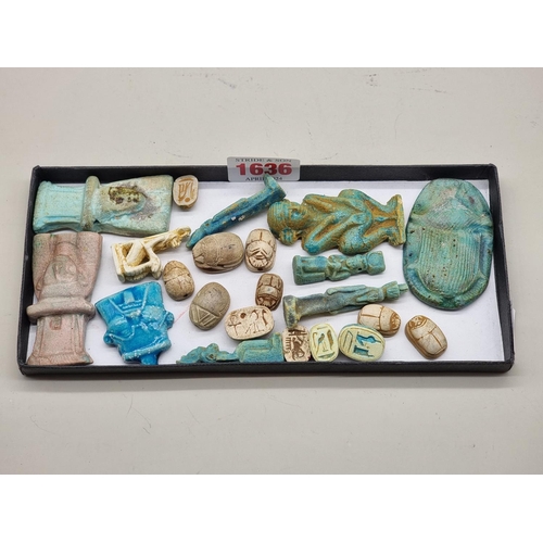 1636 - Antiquities: an interesting group of Egyptian items, largest 6cm long. (22)