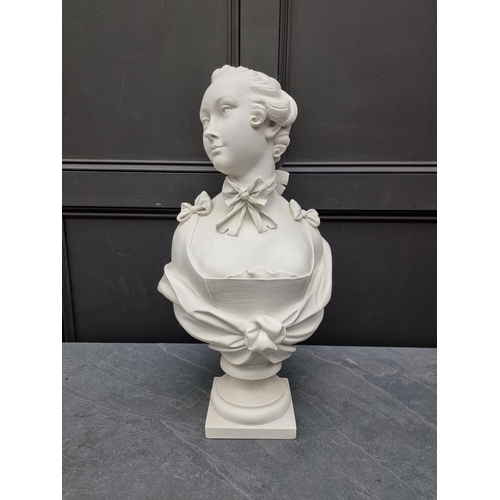 1647 - A large and impressive French 19th century bisque porcelain bust of a lady, inscribed 'Modele Samson... 