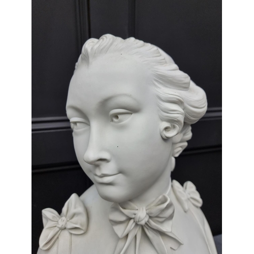 1647 - A large and impressive French 19th century bisque porcelain bust of a lady, inscribed 'Modele Samson... 