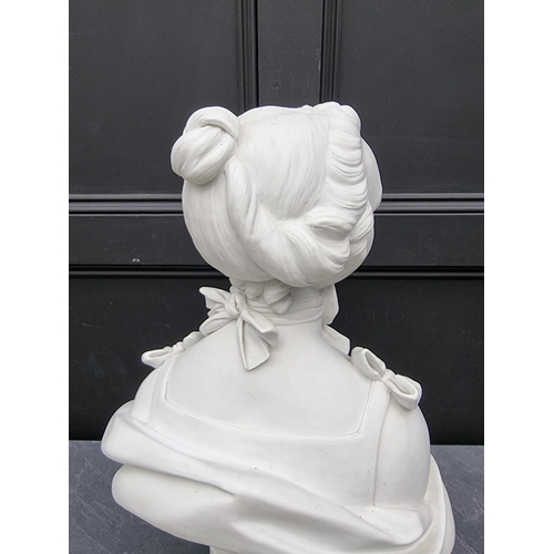 1647 - A large and impressive French 19th century bisque porcelain bust of a lady, inscribed 'Modele Samson... 