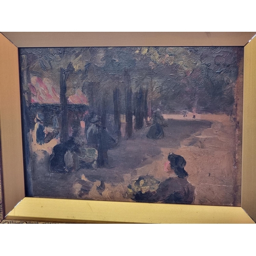 1650 - Circle of James Wilson Morrice (Canadian), figures in a park, oil on panel, 15 x 21cm.... 