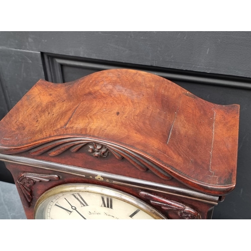 1674 - An early Victorian mahogany fusee mantel clock, the 8in painted dial inscribed 'John Newman, London'... 