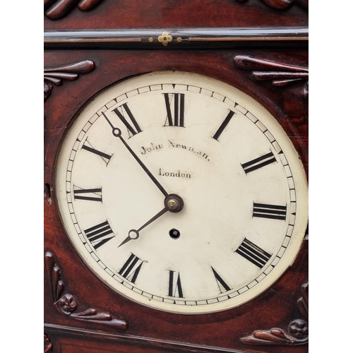 1674 - An early Victorian mahogany fusee mantel clock, the 8in painted dial inscribed 'John Newman, London'... 