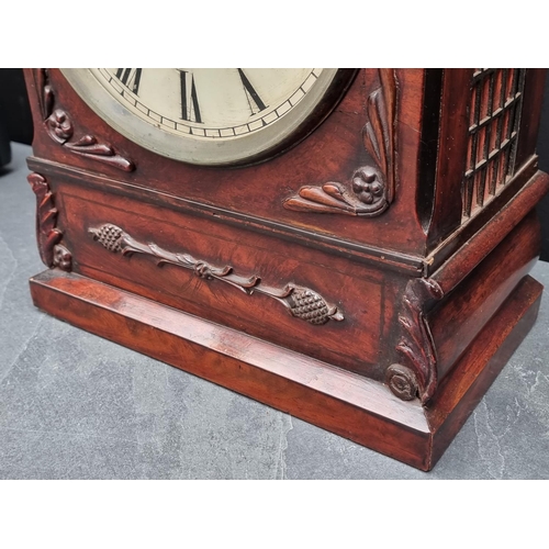 1674 - An early Victorian mahogany fusee mantel clock, the 8in painted dial inscribed 'John Newman, London'... 