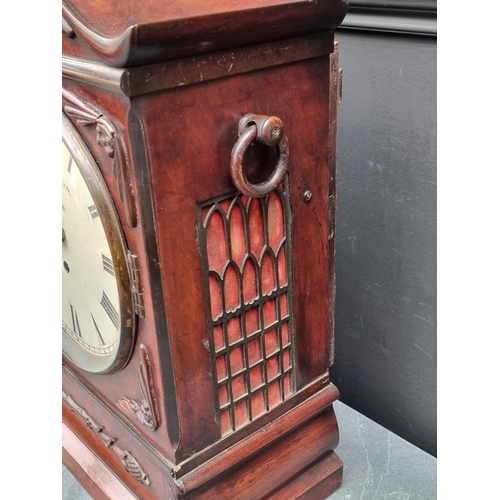 1674 - An early Victorian mahogany fusee mantel clock, the 8in painted dial inscribed 'John Newman, London'... 