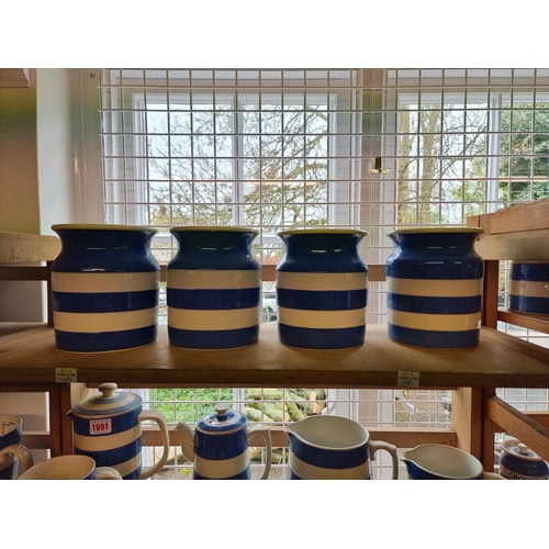 1691 - A large collection of T G Green & Co Cornishware, all unnamed, various dates. (six shelves)... 