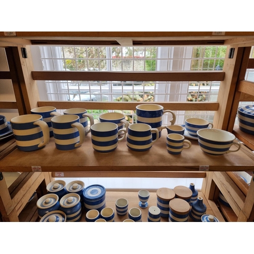 1691 - A large collection of T G Green & Co Cornishware, all unnamed, various dates. (six shelves)... 