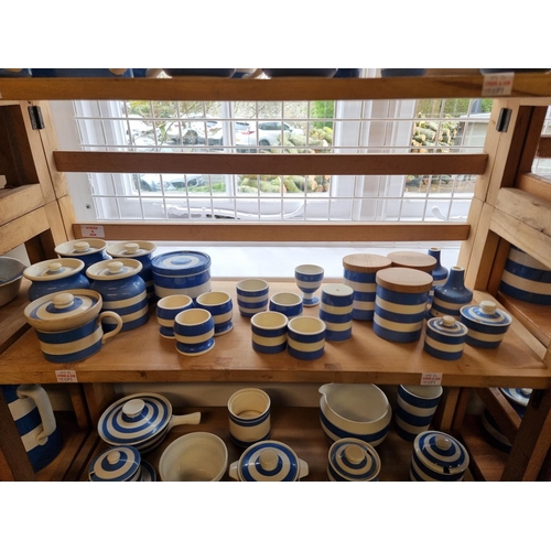 1691 - A large collection of T G Green & Co Cornishware, all unnamed, various dates. (six shelves)... 