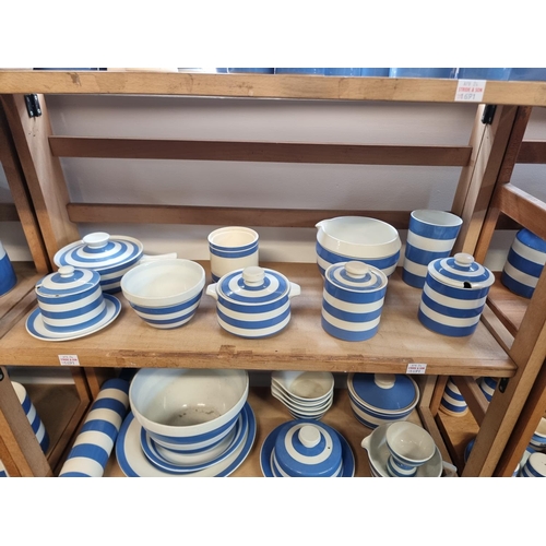 1691 - A large collection of T G Green & Co Cornishware, all unnamed, various dates. (six shelves)... 