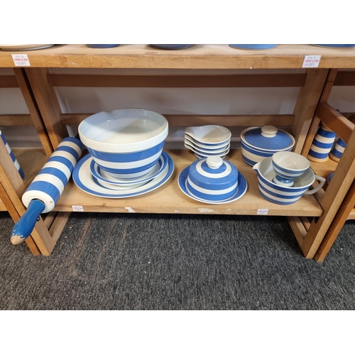 1691 - A large collection of T G Green & Co Cornishware, all unnamed, various dates. (six shelves)... 