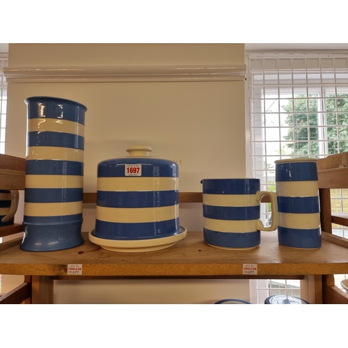 1697 - A collection of T G Green & Co Cornishware, to include a cheese dish and cover, largest 30cm hig... 