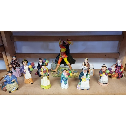 1741 - Ten Royal Doulton 'Miniature Street Vendors'; together with a Royal Doulton resin Pied Piper. (11)... 