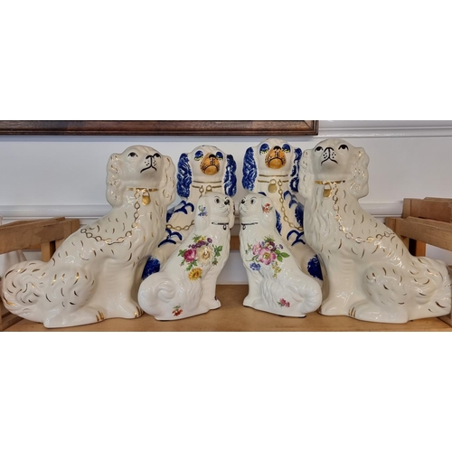 1742 - Three pairs of Staffordshire style dogs, largest 31cm high.