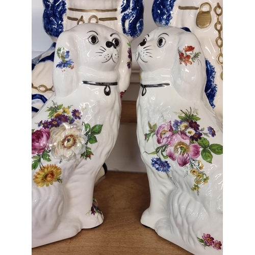 1742 - Three pairs of Staffordshire style dogs, largest 31cm high.