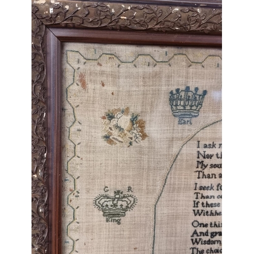 1755 - A George III verse sampler, by Mary Green, June 1st 1812, 31.5 x 32.5cm.