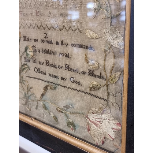 1757 - A 19th century needlework sampler, inscribed 'Ann Richards work'd this in the 11th year of her age, ... 